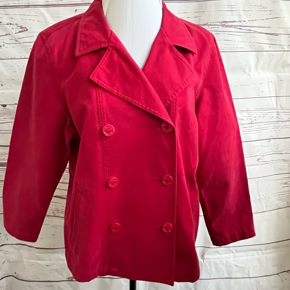 LL Bean double breasted pea coat red size medium wool